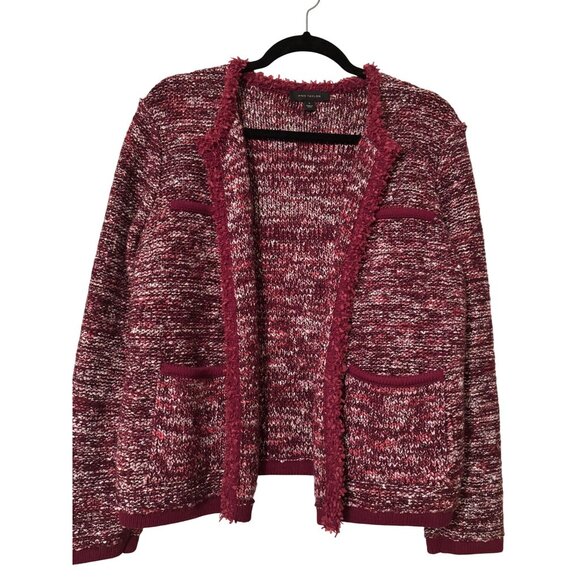 Ann Taylor Sweaters - Ann Taylor Magenta Woven Sweater Jacket M Open Front Office Career